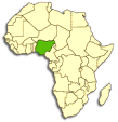 Map of Africa with Nigeria highlighted in green